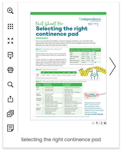 Selecting the right continence pad
